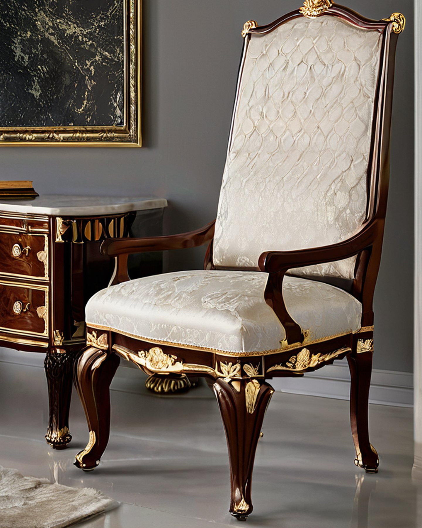formal Italian classic furniture empire chair detail by Modenese Gastone