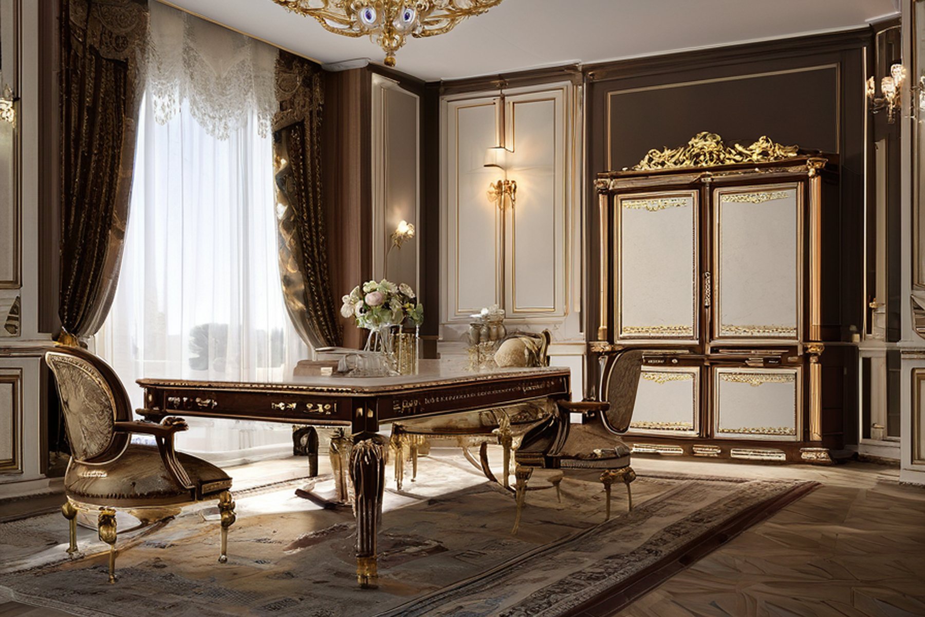 formal Italian classic furniture large reception gallery by Modenese Gastone
