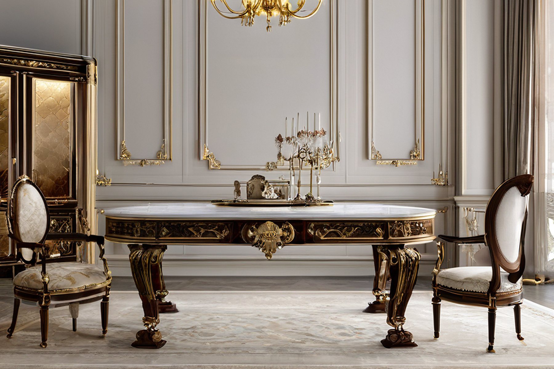 formal Italian classic furniture representative dining table by Modenese Gastone