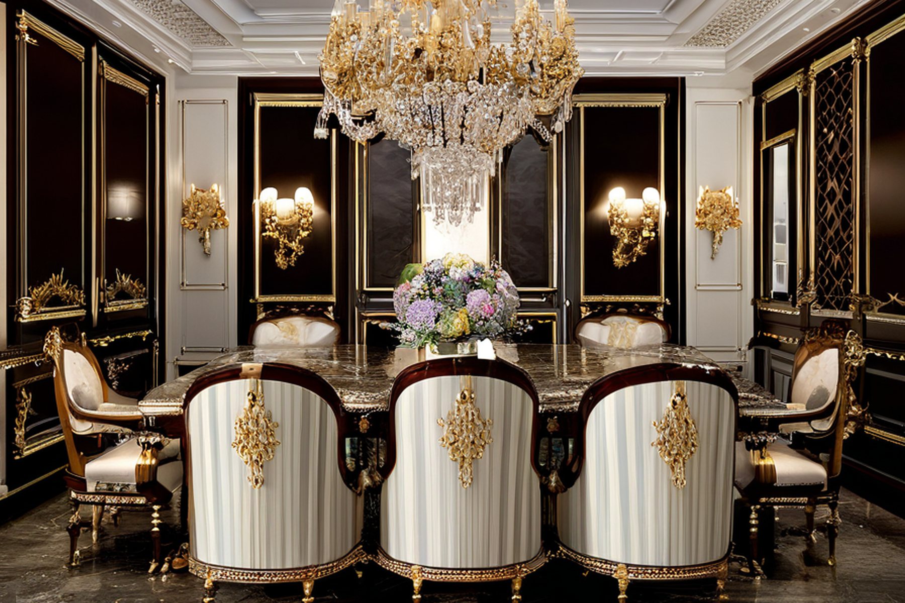 luxury classic furniture chiaroscuro carving by Modenese Gastone