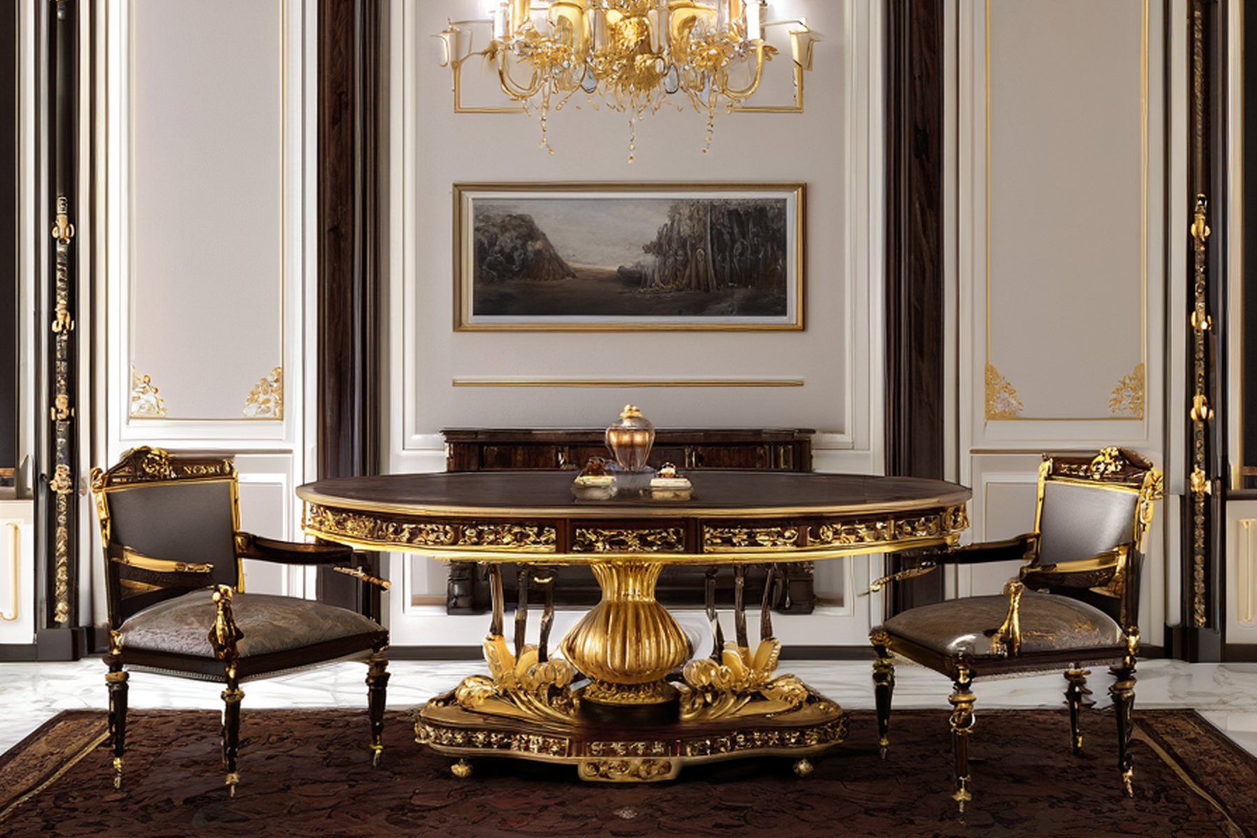 luxury classic furniture empire dining cinematic by Modenese Gastone