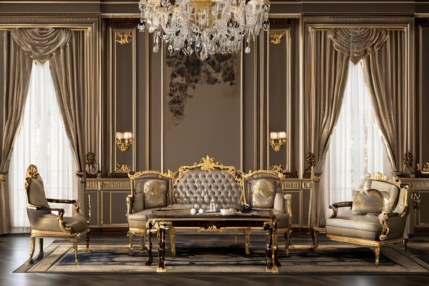 luxury classic furniture formal salon panorama by Modenese Gastone