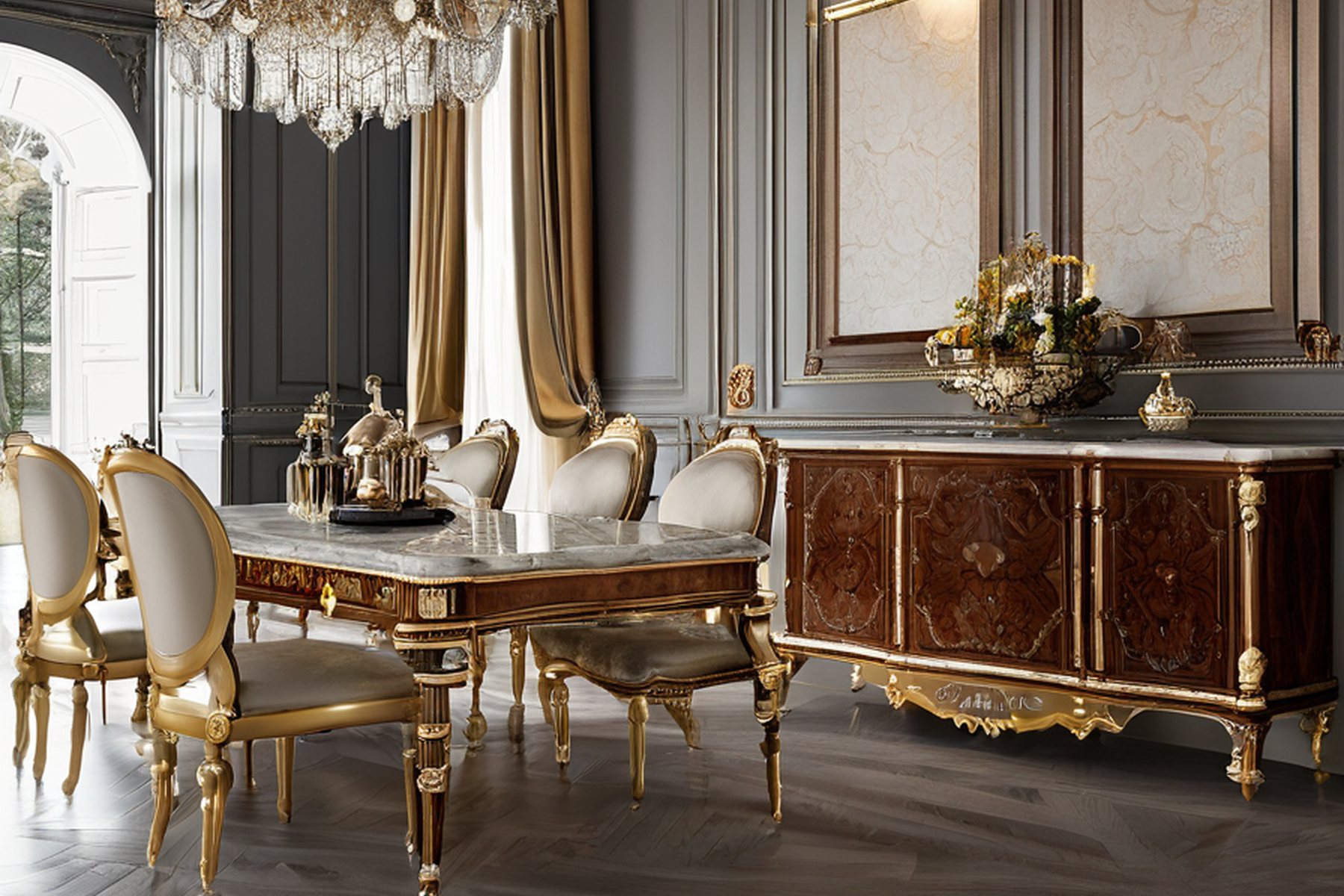 luxury classic furniture gold framed living room by Modenese Gastone